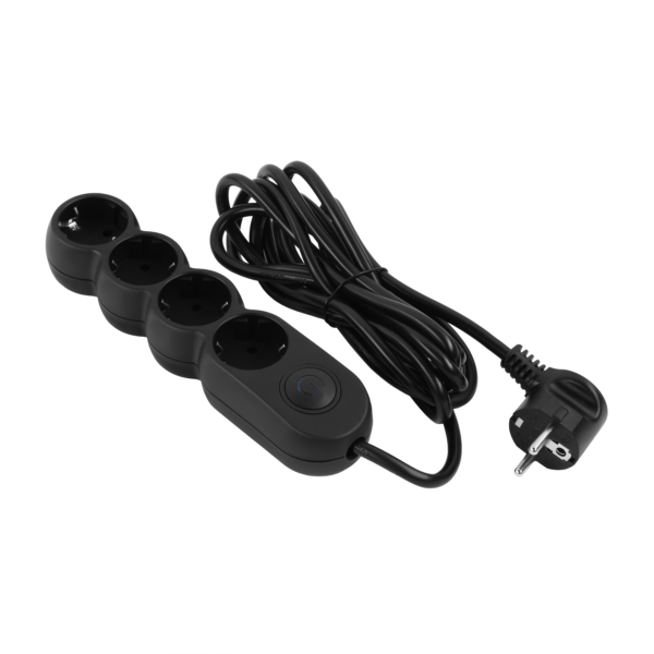 2E Power strip Plus 4хType F, 3х1mm2, 10A, 3m, black