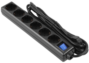 2E Power strip 6хType F, 3х1mm2, 10A, 3m, black