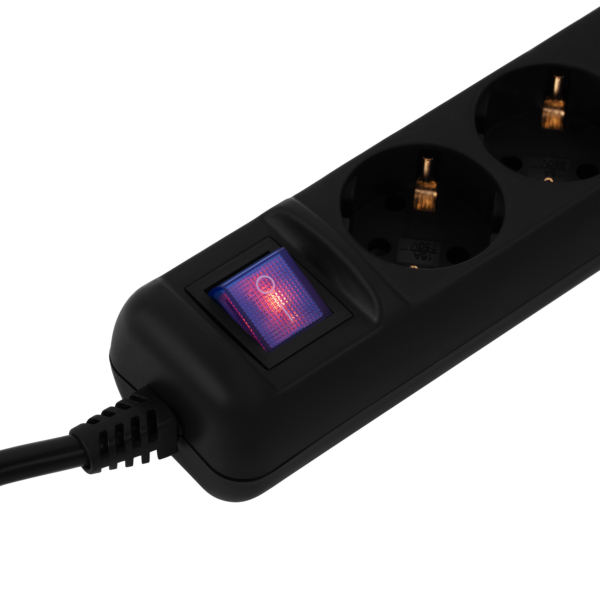 2E Power strip 3хType F, 3х1mm2, 10A, 10m, black