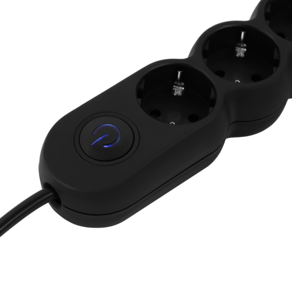 2E Power strip Plus 3хType F, 3х1mm2, 10A, 5m, black