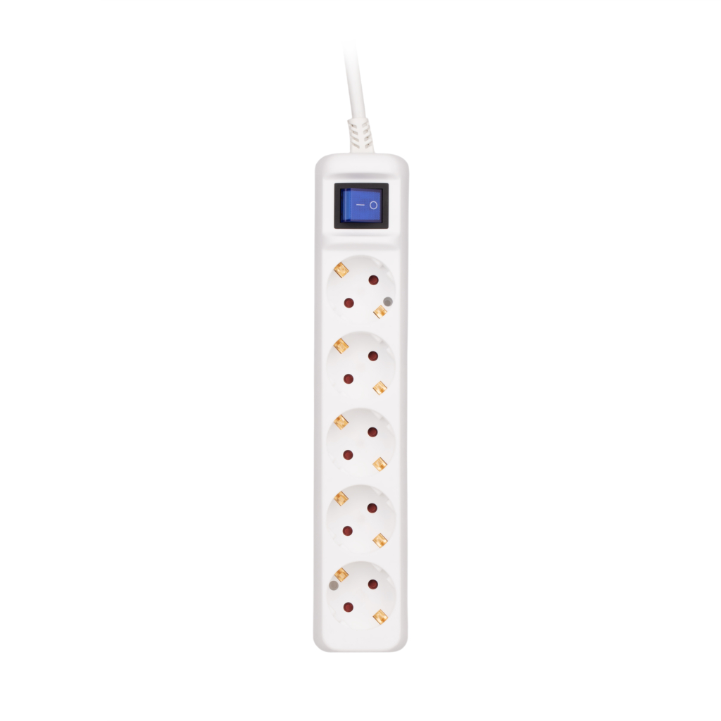 2E Power strip 5хType F, 3х1.5mm2, 16A, 10m, white