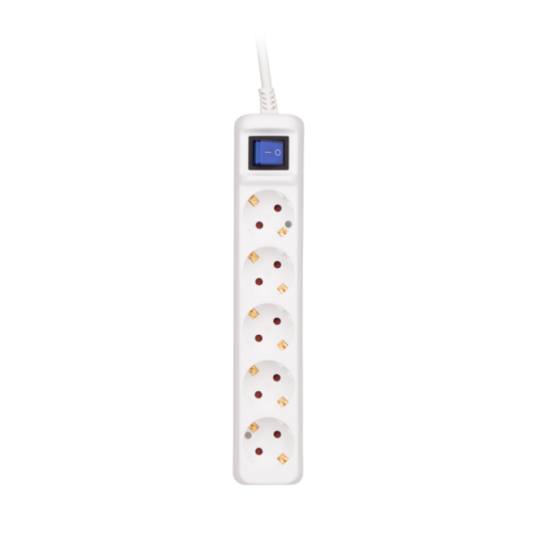 2E Power strip 5хType F, 3х1.5mm2, 16A, 10m, white