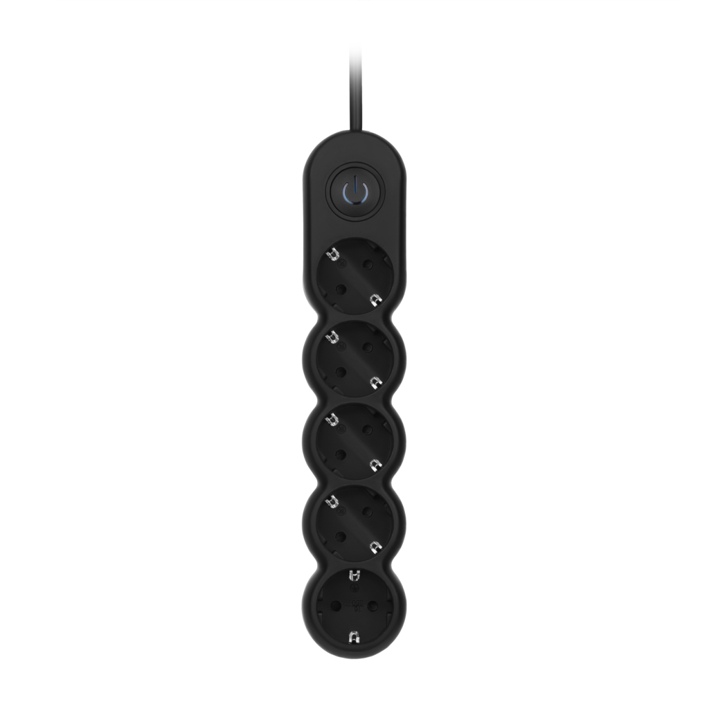 2E Power strip Plus 5хType F, 3х1mm2, 10A, 3m, black