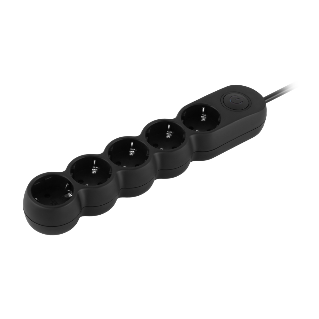 2E Power strip Plus 5хType F, 3х1mm2, 10A, 3m, black