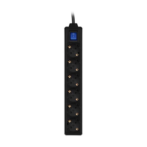 2E Power strip 6хType F, 3х1mm2, 10A, 3m, black