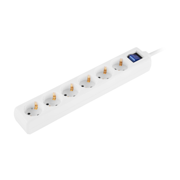 2E Power strip 6хType F, 3х1mm2, 10A, 3m, white