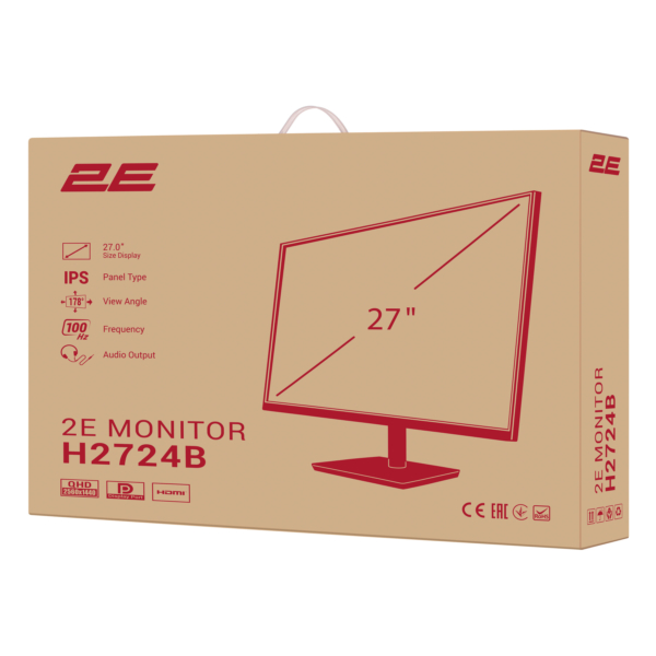 Монітор 2E 27″ H2724B D-Sub, HDMI, DP, IPS, 2560×1440, 100Hz, FreeSync