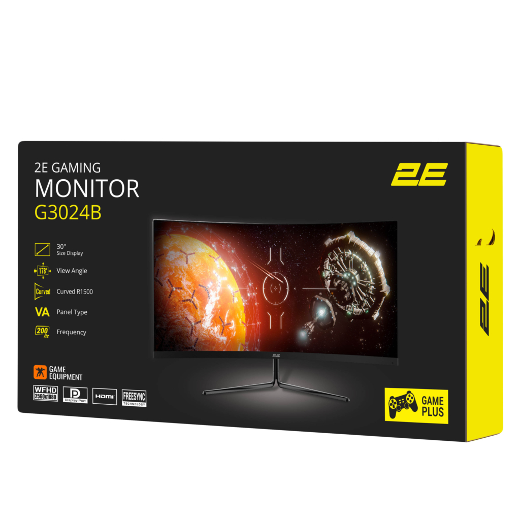 Monitor 2E GAMING 30″ G3024B 2xHDMI, DP, Audio, VA, 2560×1080, 21:9, 200Hz, 1ms, CURVED, FreeSync