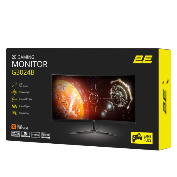 Monitor 2E GAMING 30″ G3024B 2xHDMI, DP, Audio, VA, 2560×1080, 21:9, 200Hz, 1ms, CURVED, FreeSync