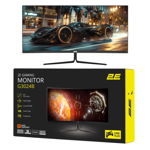Monitor 2E GAMING 30″ G3024B 2xHDMI, DP, Audio, VA, 2560×1080, 21:9, 200Hz, 1ms, CURVED, FreeSync