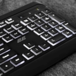 Клавиатура мембранная 2E KS120 104key, USB-A, EN/UK, White LED, чёрный
