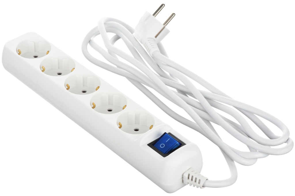 2E Power Strip 5хType F, 3х1mm2, 10A, 3m, white