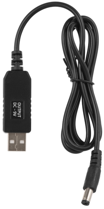 Сable USB-A > DC 5.5х2.5mm charge 2Е 1m, 9V/1A, black