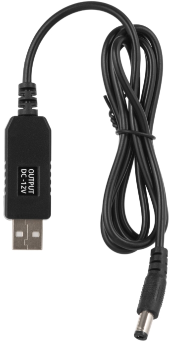 Сable USB-A > DC 5.5х2.5mm charge 2Е 1m, 12V/1A, black