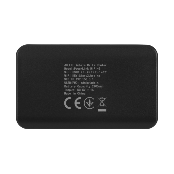 Mobile router 2E PowerLink (MiFi-2) LTE, Wi-Fi4, 1xType-C, 1xCRC9, 2100mAh black