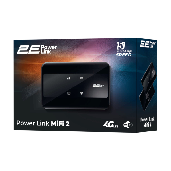 Mobile router 2E PowerLink (MiFi-2) LTE, Wi-Fi4, 1xType-C, 1xCRC9, 2100mAh black