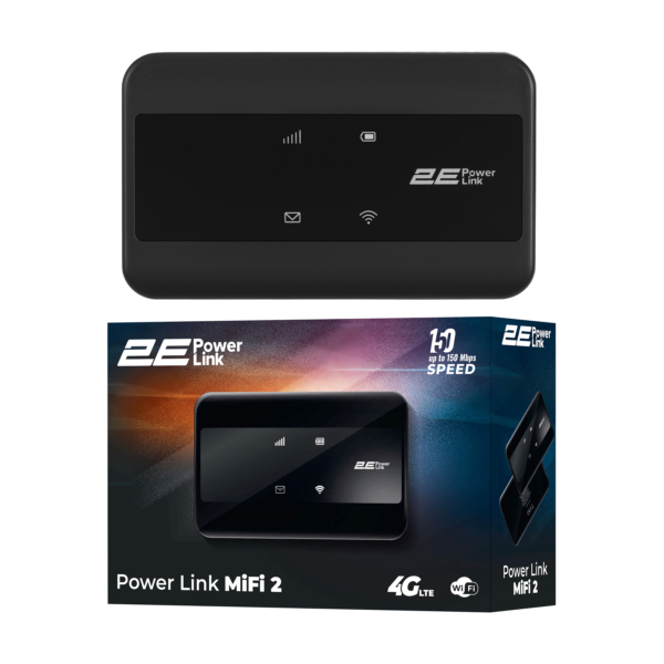 Mobile router 2E PowerLink (MiFi-2) LTE, Wi-Fi4, 1xType-C, 1xCRC9, 2100mAh black