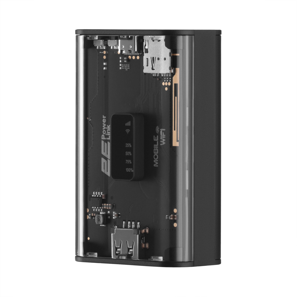Мобильный маршрутизатор 2E PowerLink (MiFi-5) LTE, Wi-Fi4, 1xUSB, 1xType-C, 5000мА•ч черный
