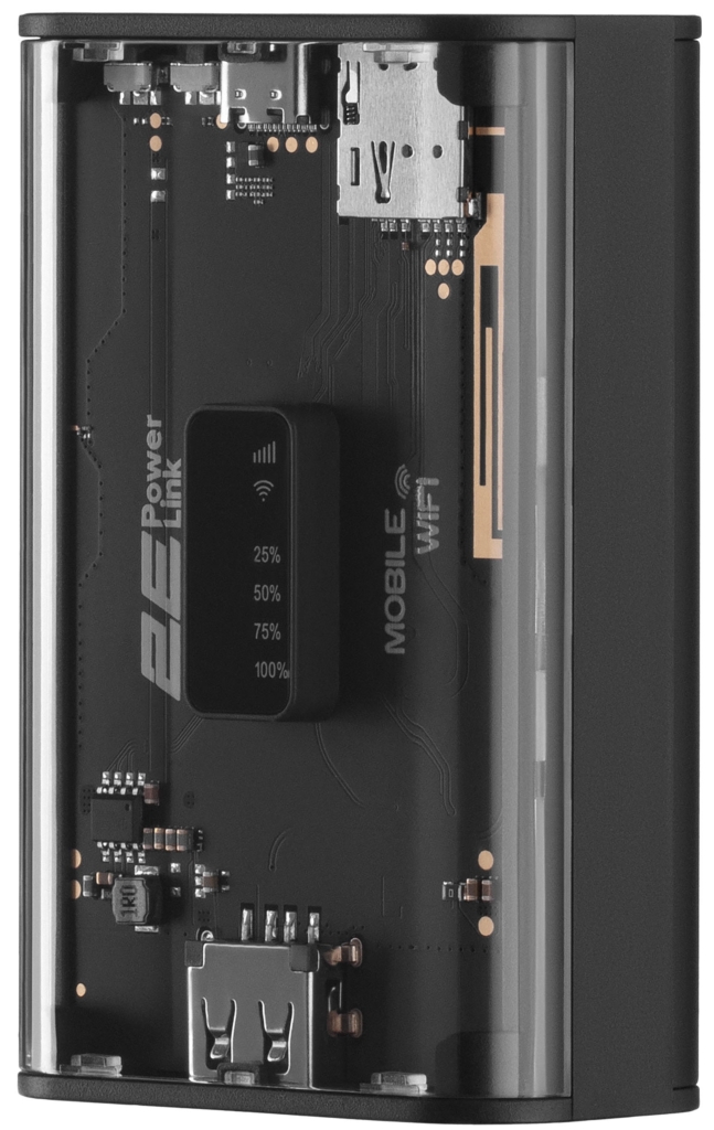 Мобильный маршрутизатор 2E PowerLink (MiFi-5) LTE, Wi-Fi4, 1xUSB, 1xType-C, 5000мА•ч черный