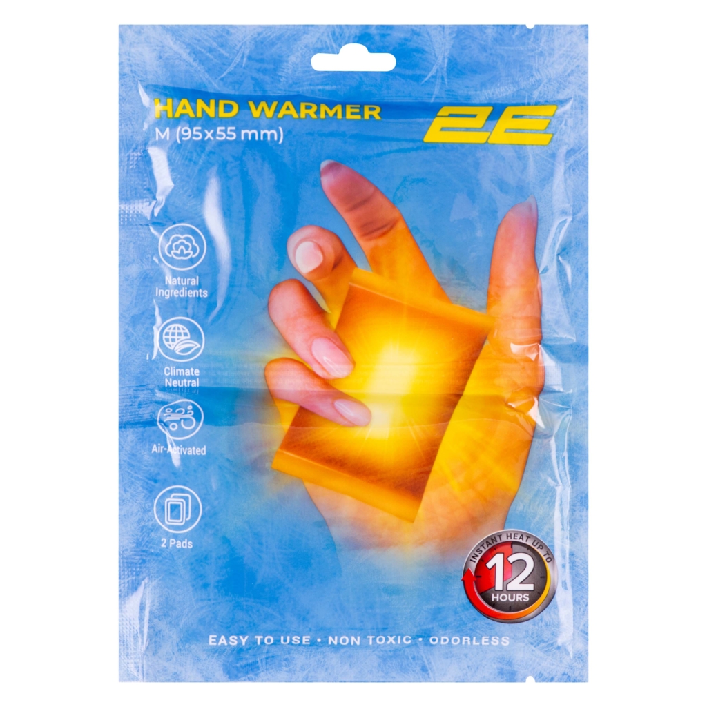 2E Chemical hand warmer size M (95×55 mm), up to 12 hours – 10 pairs