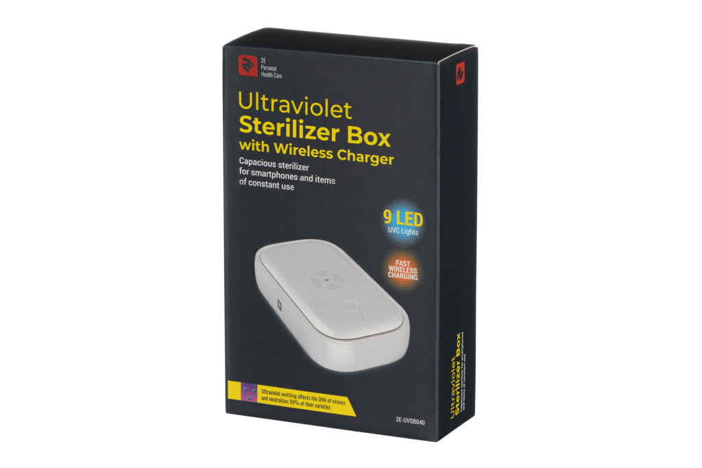 Ультрафиолетовый стерилизатор c беспроводной зарядкой 2E UVSB040, Qi
