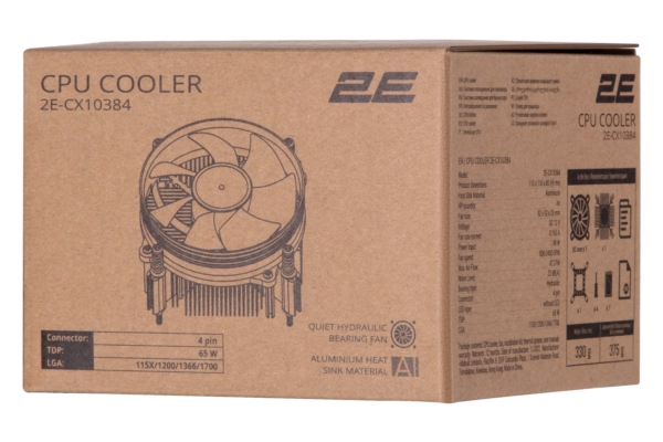 2E CPU cooler CX10384, LGA1700, 1366, 1200, 115x, 4pin PWM, TDP 65W