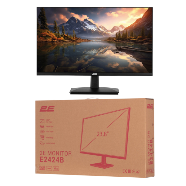 Монітор 2E 23.8″ E2424B D-Sub, HDMI, VA, 100Hz, FreeSync