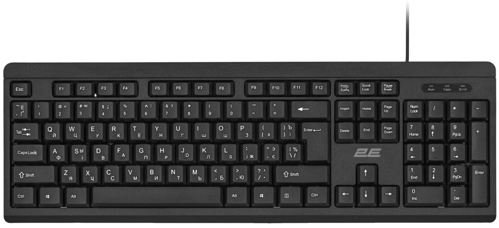 2E Keyboard membrane KS108 104key, USB-A, EN/UK/RU, black