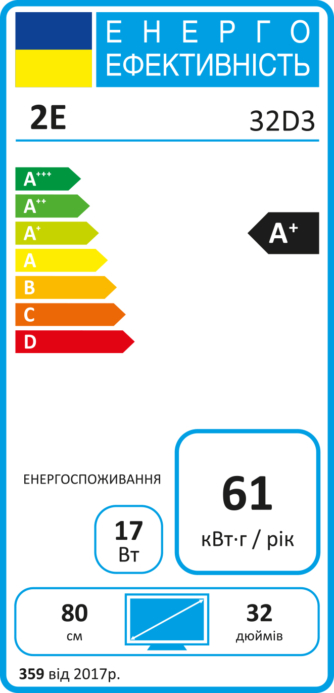 Телевізор 32″ 2E LED HD 60Hz Black