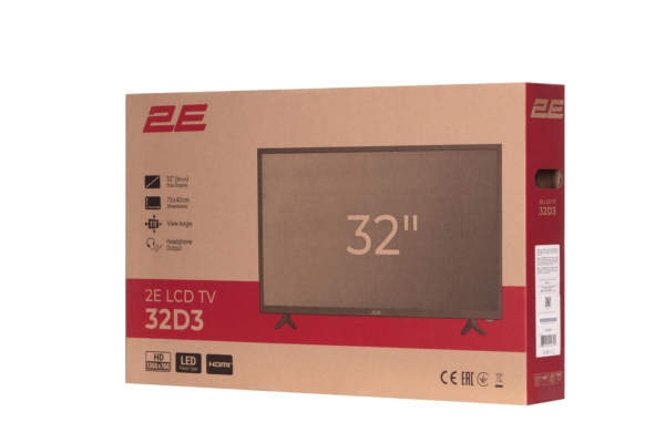 Телевізор 32″ 2E LED HD 60Hz Black