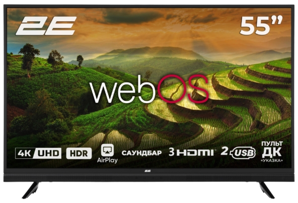 2E Телевізор 55″ LED 4K 50Hz Smart WebOS Black soundbar