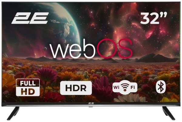 Телевізор 32″ 2E LED FHD 60Hz Smart WebOS Black