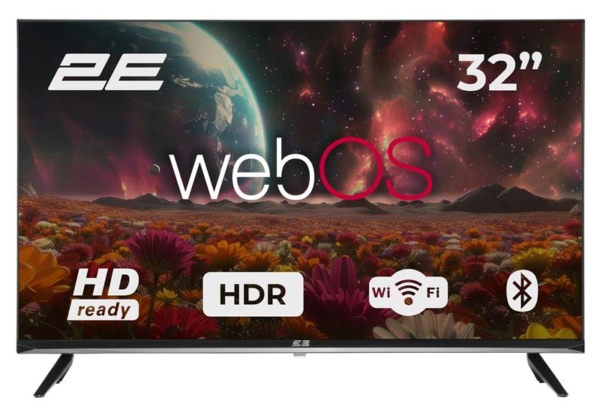 Телевізор 32″ 2E LED HD 60Hz Smart WebOS Black