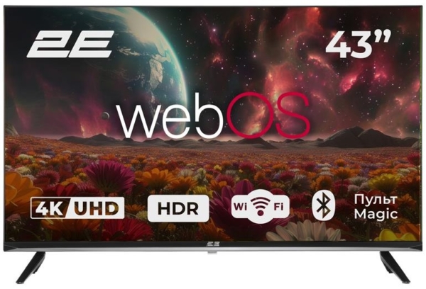 Телевізор 43″ 2E LED 4K 60Hz Smart WebOS Black