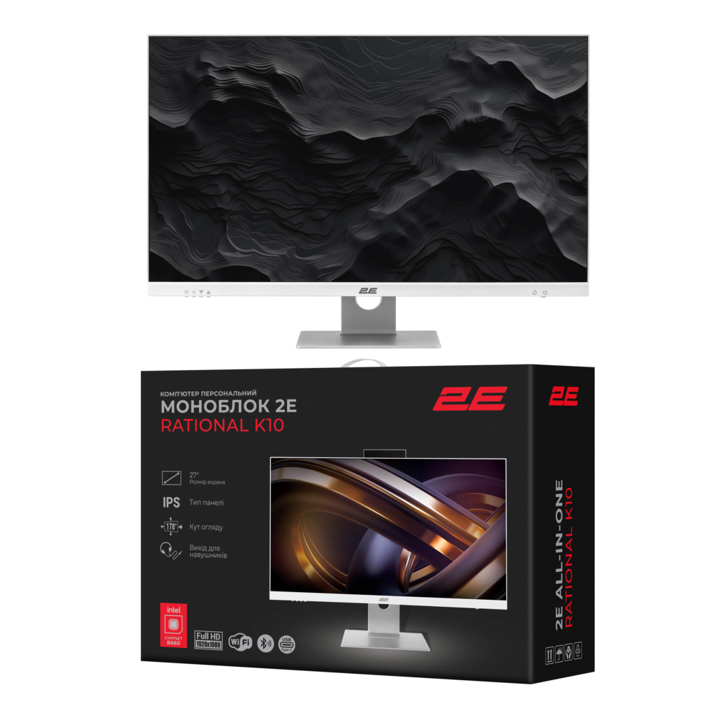 ПК Моноблок 2E Rational K10 27″ FHD IPS Intel i5-12400, 16Gb, F512GB, UMA, B660, кл+м, FreeDos, белый