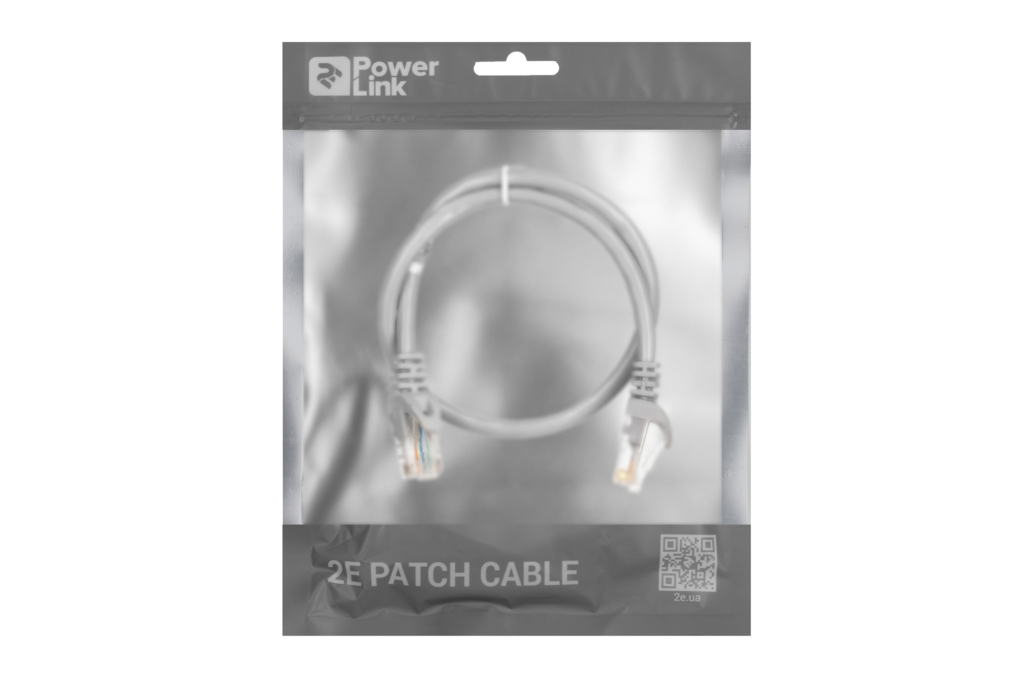 Патч-корд 2E САТ 6, UTP, 0.50м, 26AWG, RJ45, 7/0.16, Cu, PVC, серый