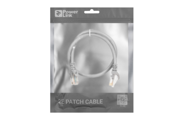 Patch Cable 2E Cat 6,UTP,RJ45, 26AWG ,7/0.16 Cu, 0.50 m, PVC,Grey
