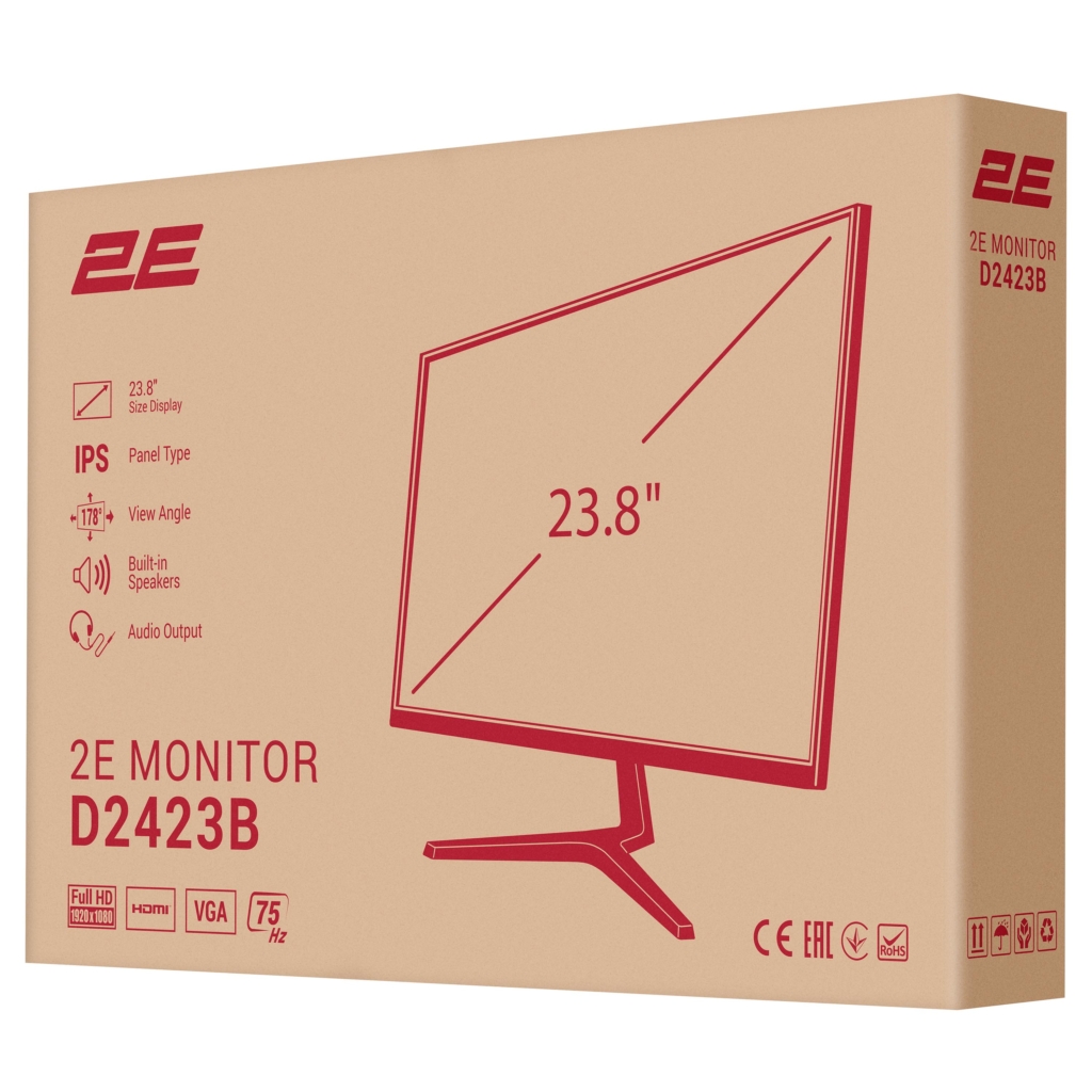 Monitor 2E 23.8″ D2423B D-Sub, HDMI, MM, IPS, 75Hz, FreeSync