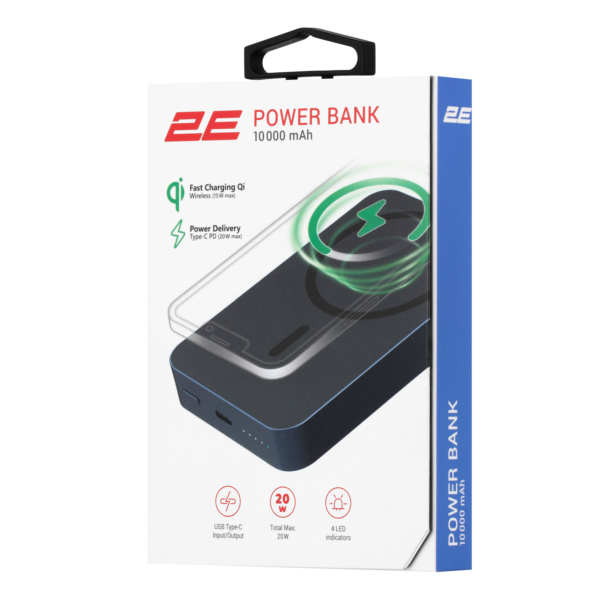 Портативное зарядное устройство Power Bank 2E Wireless QI 10000мА·год, 20Вт, PD, синий