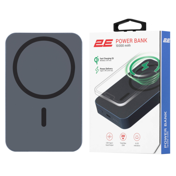 Портативное зарядное устройство Power Bank 2E Wireless QI 10000мА·год, 20Вт, PD, синий