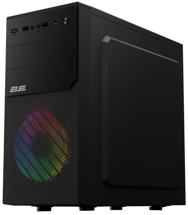 Корпус 2E Basis RD850 без БЖ 1xUSB3.0, 2xUSB2.0, 1×120мм ARGB, VGA 290мм, Metal Side Panel, mATX, чорний