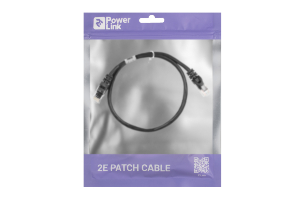 Патч-корд 2E САТ 5e, UTP, 0.50м, 26AWG, RJ45, 7/0.16, CCA, PVC, черный