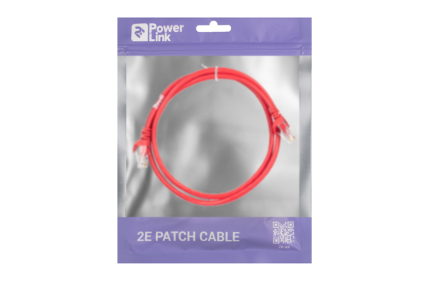Патч-корд 2E САТ 5e, UTP, 1м, 26AWG, RJ45, 7/0.16, CCA, PVC, красный