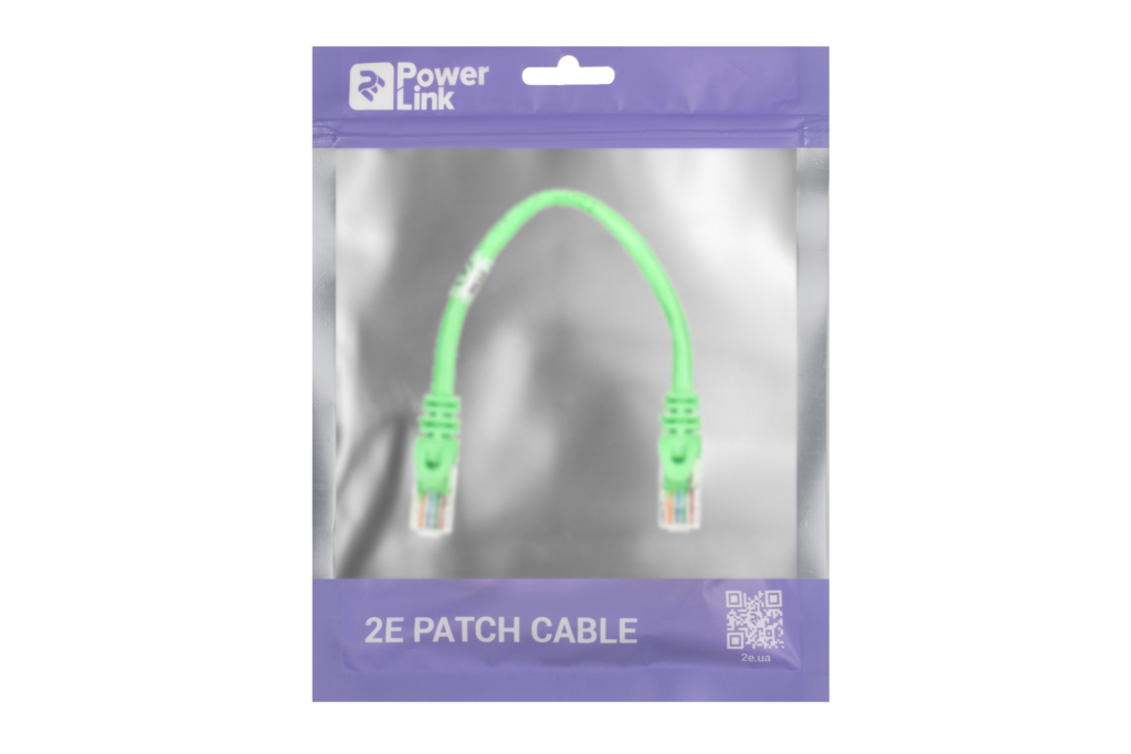 Patch Cable 2E Cat 5e, UTP, RJ45, 26AWG, 7/0.16 Cu, 0.20 m, PVC, Green