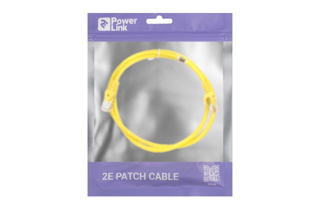 Патч-корд 2E САТ 5e, UTP, 1м, 26AWG, RJ45, 7/0.16, Cu, PVC, желтый