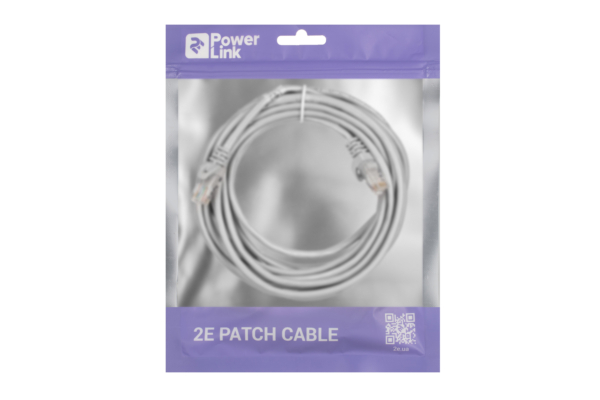 Патч-корд 2E САТ 5e, UTP, 5м, 26AWG, RJ45, 7/0.16, Cu, PVC, серый