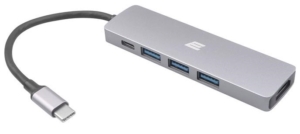 Хаб 2E USB-C 5в1 Slim Aluminum Multi-Port, сірий