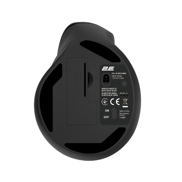 2E Mouse MF325 Silent, WL/BT, vertical, black