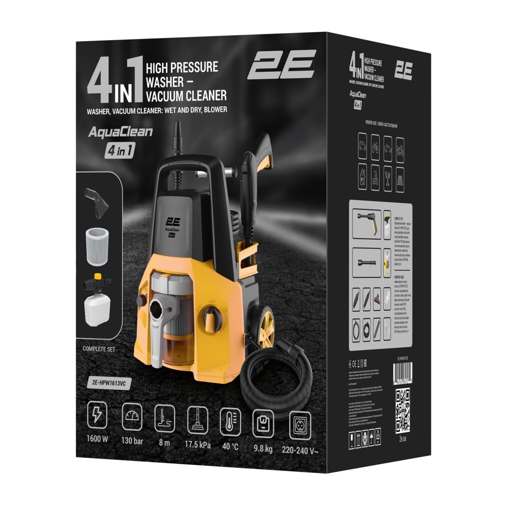 2E High pressure washer 2E AquaClean 4in1 1600W 130bar 480l/h hose 8m 11kg