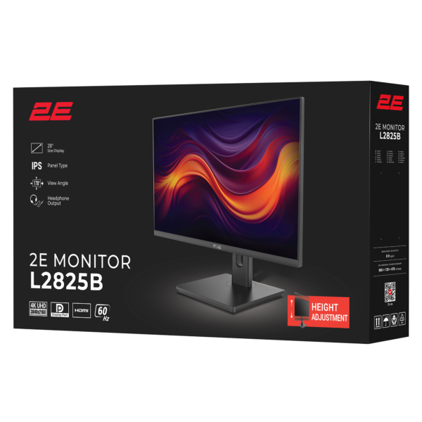 Монітор 2E 28″ L2825B 2xHDMI, DP, IPS, NTSC 84%, 3840×2160, HAS